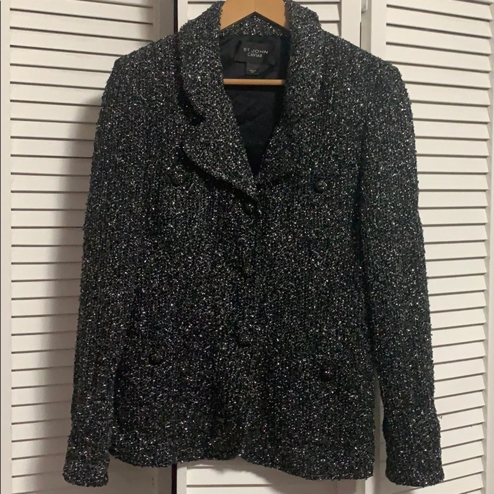 ST John Caviar black/silver tinsel sparkle blazer